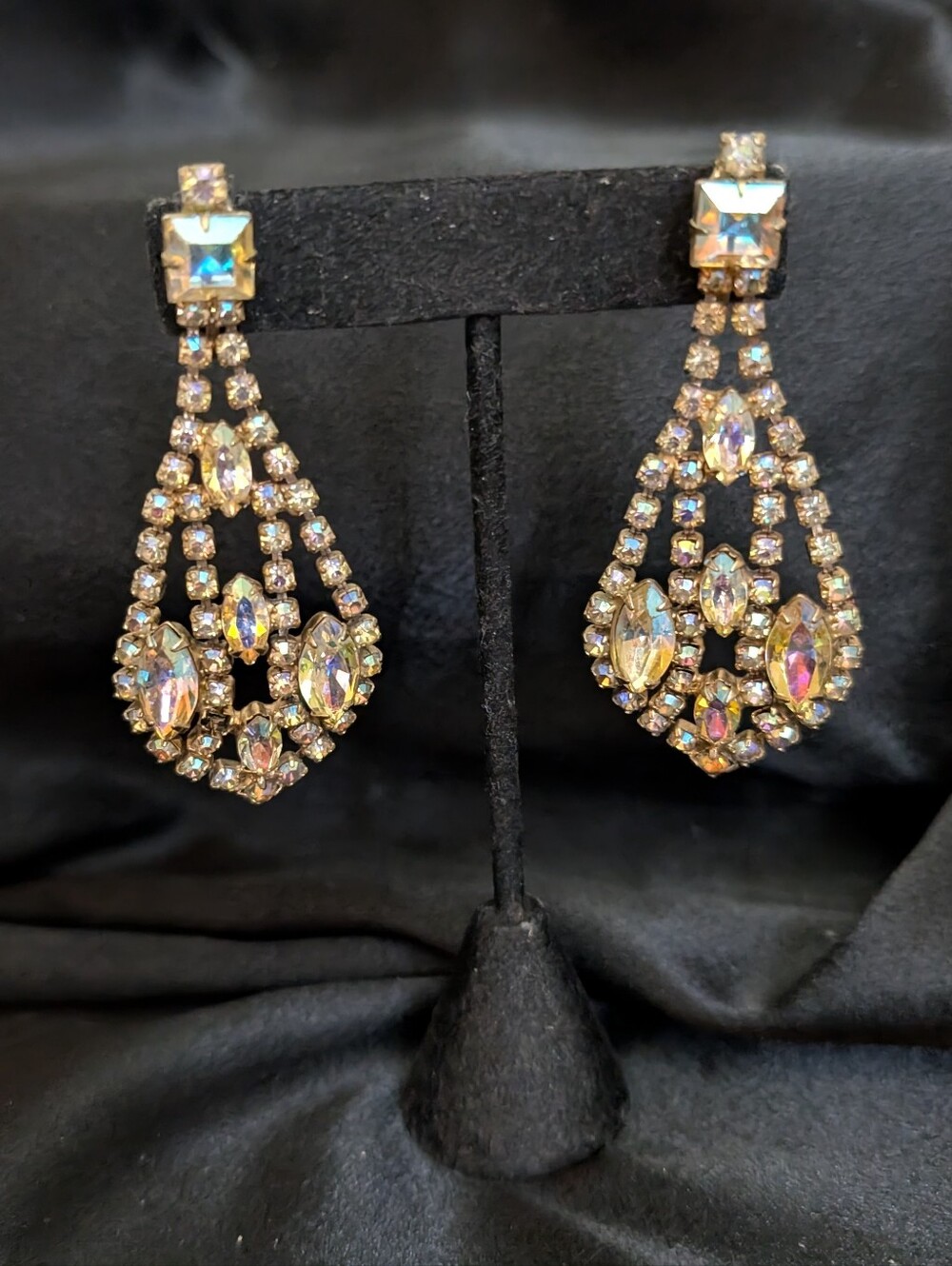 #43. Weis AB Chandelier Earrings ( Missing One Small Stone Lower Left)